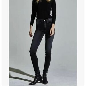 McGuire Denim Newton Washed Black Distressed Raw Hem Skinny Jeans Size 25